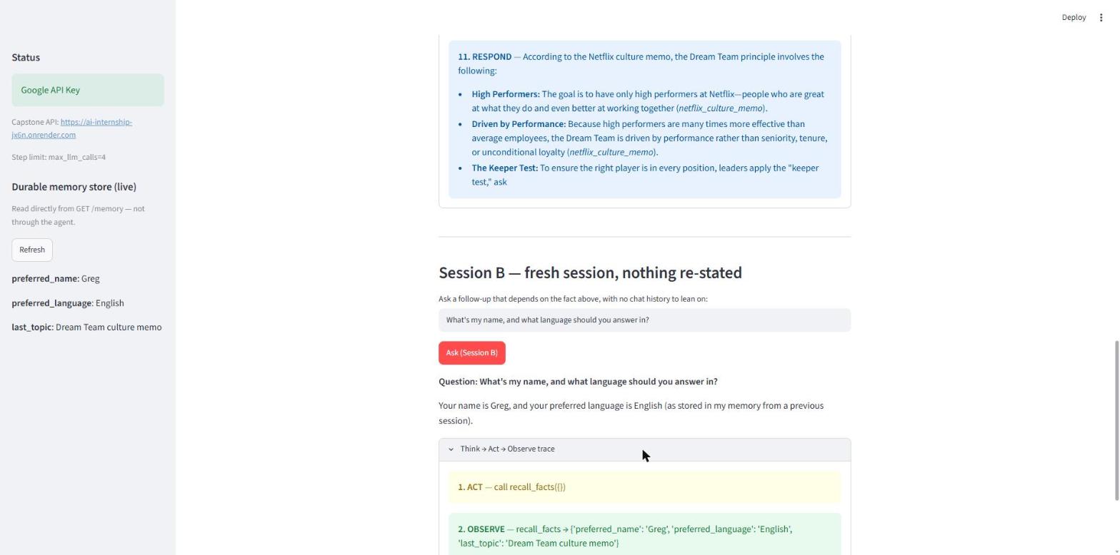 Session B after the process restart recalling the stored name correctly with nothing re-stated